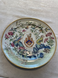 A rare Chinese Canton famille rose armorial plate with the arms of Wight, ca. 1810