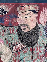 A Chinese embroidered 'Eight Immortals' silk panel, 19th C.