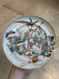 Seven fine Chinese Canton famille rose dishes and plates, 19th C.