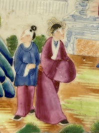 Two Chinese Canton famille rose plates and a ewer, 18/19th C.
