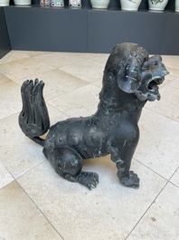 A large Chinese bronze 'Buddhist lion' censer, Ming
