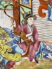 Six Chinese Canton famille rose deep plates with narrative design, 19th C.