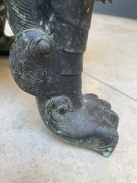 A large Chinese bronze 'Buddhist lion' censer, Ming