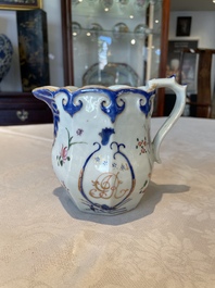 Two Chinese Canton famille rose plates and a ewer, 18/19th C.