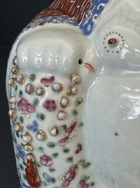 A Chinese famille rose Buddha, Zhu Mao Ji Zao 朱茂記造 mark, Republic