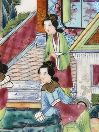 Six Chinese Canton famille rose deep plates with narrative design, 19th C.