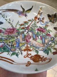 Seven fine Chinese Canton famille rose dishes and plates, 19th C.