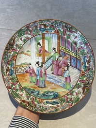 Six Chinese Canton famille rose deep plates with narrative design, 19th C.