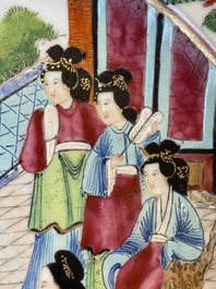 Six Chinese Canton famille rose deep plates with narrative design, 19th C.