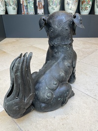 A large Chinese bronze 'Buddhist lion' censer, Ming