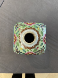 A pair of Chinese blue and white square flasks with European overdecoration, Kangxi