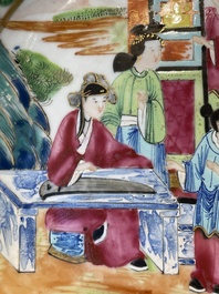 Six Chinese Canton famille rose deep plates with narrative design, 19th C.