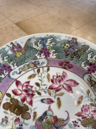 Seven fine Chinese Canton famille rose dishes and plates, 19th C.