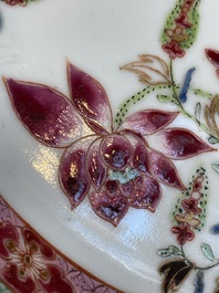 Seven fine Chinese Canton famille rose dishes and plates, 19th C.