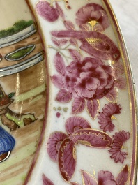 A pair of unusual and fine Chinese Canton famille rose deep dishes, 19th C.