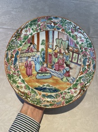 Six Chinese Canton famille rose deep plates with narrative design, 19th C.