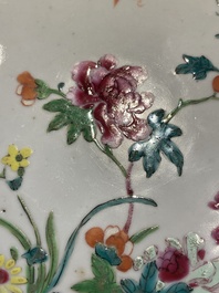 A Chinese famille rose dish, two plates and a Dutch-decorated plate, Qianlong