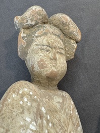 Five various Chinese painted terracotta figures, Tang
