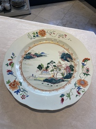 Three Chinese famille rose 'river landscape' dishes, Qianlong
