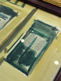 Sadji (Sha Qi, Sha Yinnian) (1914-2005): 'Canal view of Bruges', watercolour on paper, dated 14 April 1946