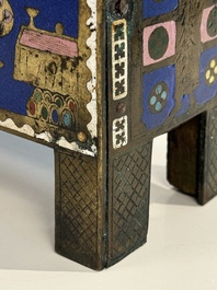 A Limoges champlev&eacute; enamel reliquary casket depicting the murder of Thomas Becket, France