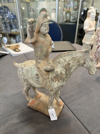 Five various Chinese painted terracotta figures, Tang
