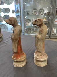 An impressive set of 12 Chinese cold painted terracotta zodiac figures, Ming