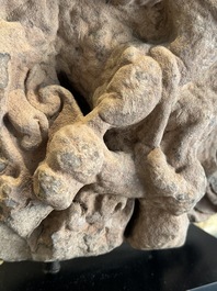An architectural red sandstone fragment with a divinity, India, 13th C.