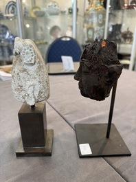 A varied collection of eight pottery, stone and stucco fragments, Asia, 2nd C. B.C. and later