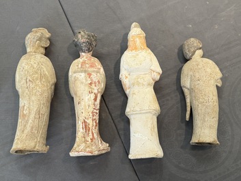 Five various Chinese painted terracotta figures, Tang