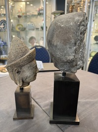 A varied collection of eight pottery, stone and stucco fragments, Asia, 2nd C. B.C. and later