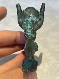 A varied collection of five bronze figures and utensils, Egypt, 3rd/1st C. B.C.