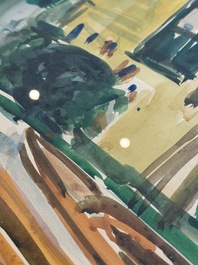 Sadji (Sha Qi, Sha Yinnian) (1914-2005): 'Canal view of Bruges', watercolour on paper, dated 14 April 1946