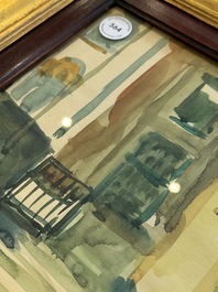 Sadji (Sha Qi, Sha Yinnian) (1914-2005): 'Canal view of Bruges', watercolour on paper, dated 14 April 1946