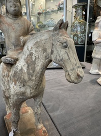 Five various Chinese painted terracotta figures, Tang