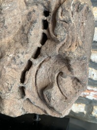 An architectural red sandstone fragment with a divinity, India, 13th C.