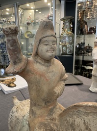 Five various Chinese painted terracotta figures, Tang