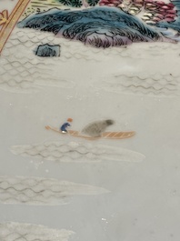Three Chinese famille rose 'river landscape' dishes, Qianlong