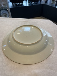 A Chinese famille rose dish, two plates and a Dutch-decorated plate, Qianlong