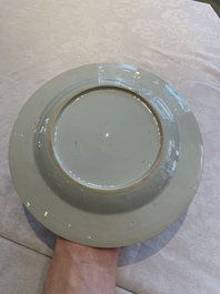 Two sets of six Chinese famille rose plates with peonies, Yongzheng/Qianlong