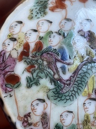 A Chinese famille rose 'dragon boat festival' snuff bottle, Qianlong mark and of the period