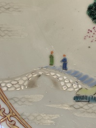 Three Chinese famille rose 'river landscape' dishes, Qianlong