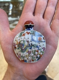A Chinese famille rose 'dragon boat festival' snuff bottle, Qianlong mark and of the period