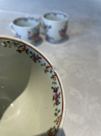 A varied collection of Chinese famille rose teawares, Yongzheng/Qianlong