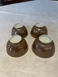 Two Chinese famille rose teapots, ten cups and nine saucers, Qianlong
