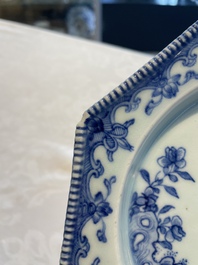Six Chinese blue and white plates probably after a European silver model, Qianlong