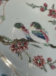 A Chinese famille rose dish and three plates, Qianlong