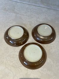 Two Chinese famille rose teapots, ten cups and nine saucers, Qianlong