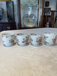 A varied collection of Chinese famille rose teawares, Yongzheng/Qianlong