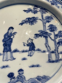 Six Chinese blue and white plates probably after a European silver model, Qianlong